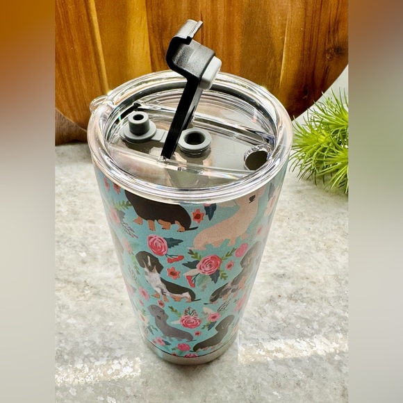 New Dachshund Dogs & Roses Stainless Steel Metal Travel Mug Cup Tumbler 20oz - Picture 9 of 9
